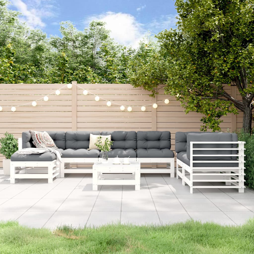 8-delige Loungeset massief grenenhout wit is nu te koop bij PeponiXL, paradijselijk wonen!