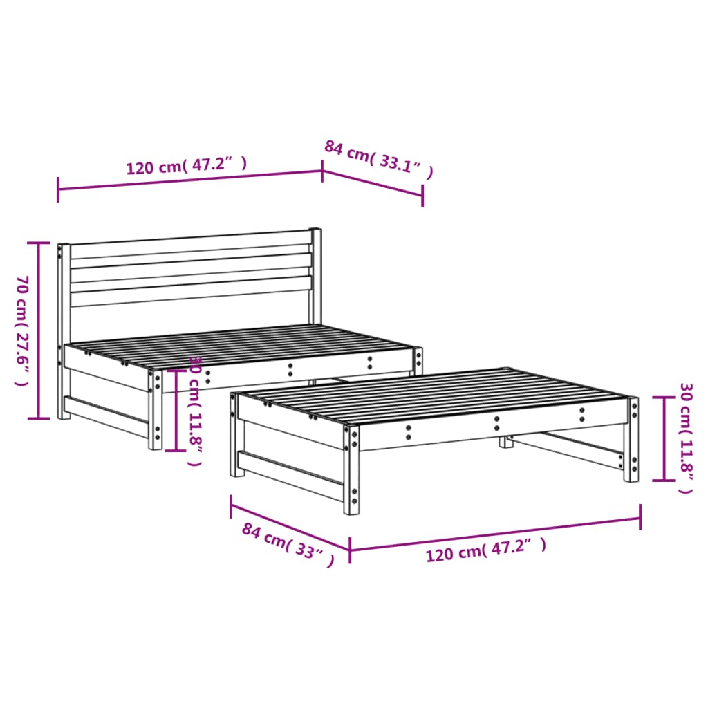 2-delige Loungeset massief grenenhout wit is nu te koop bij PeponiXL, paradijselijk wonen!