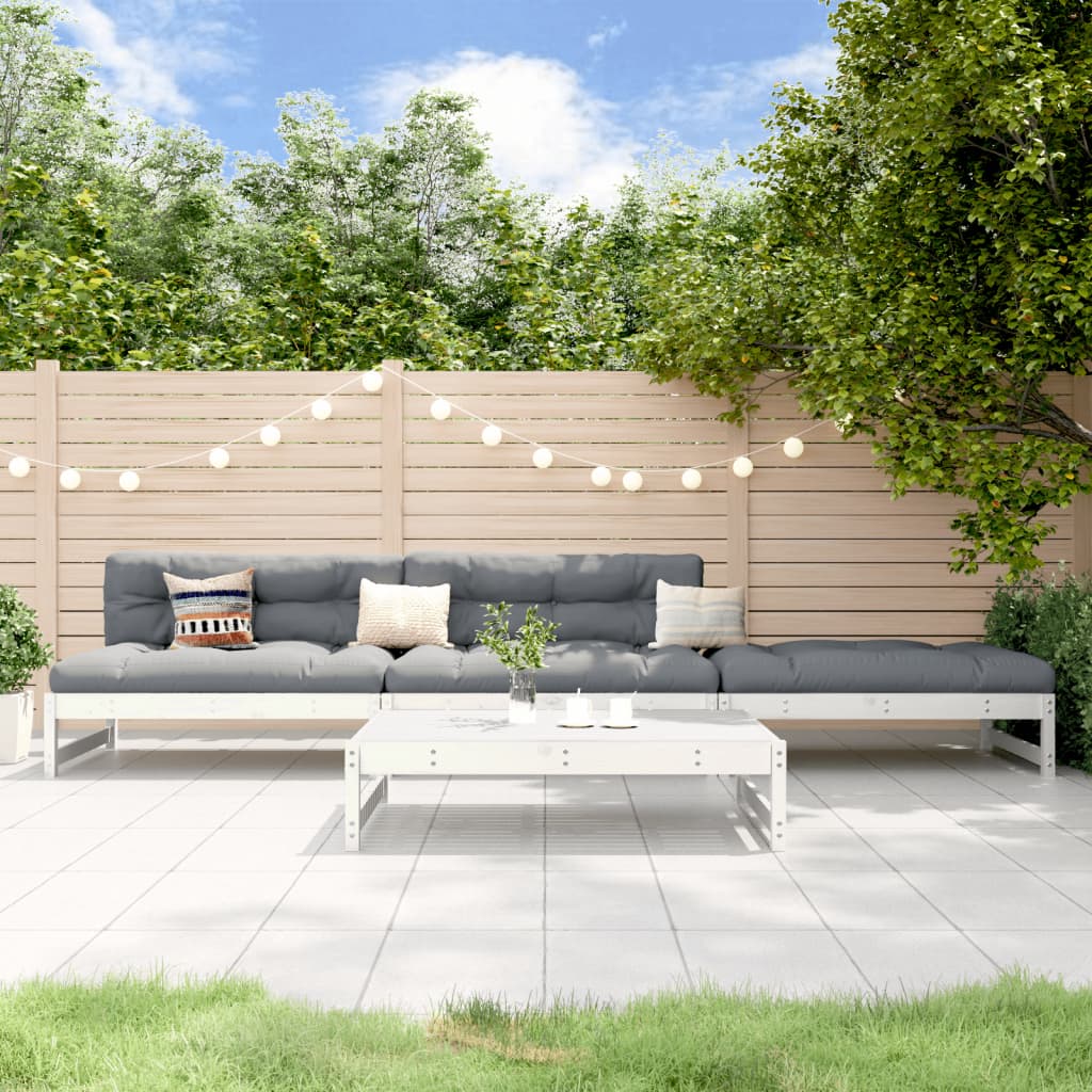 4-delige Loungeset massief grenenhout wit is nu te koop bij PeponiXL, paradijselijk wonen!