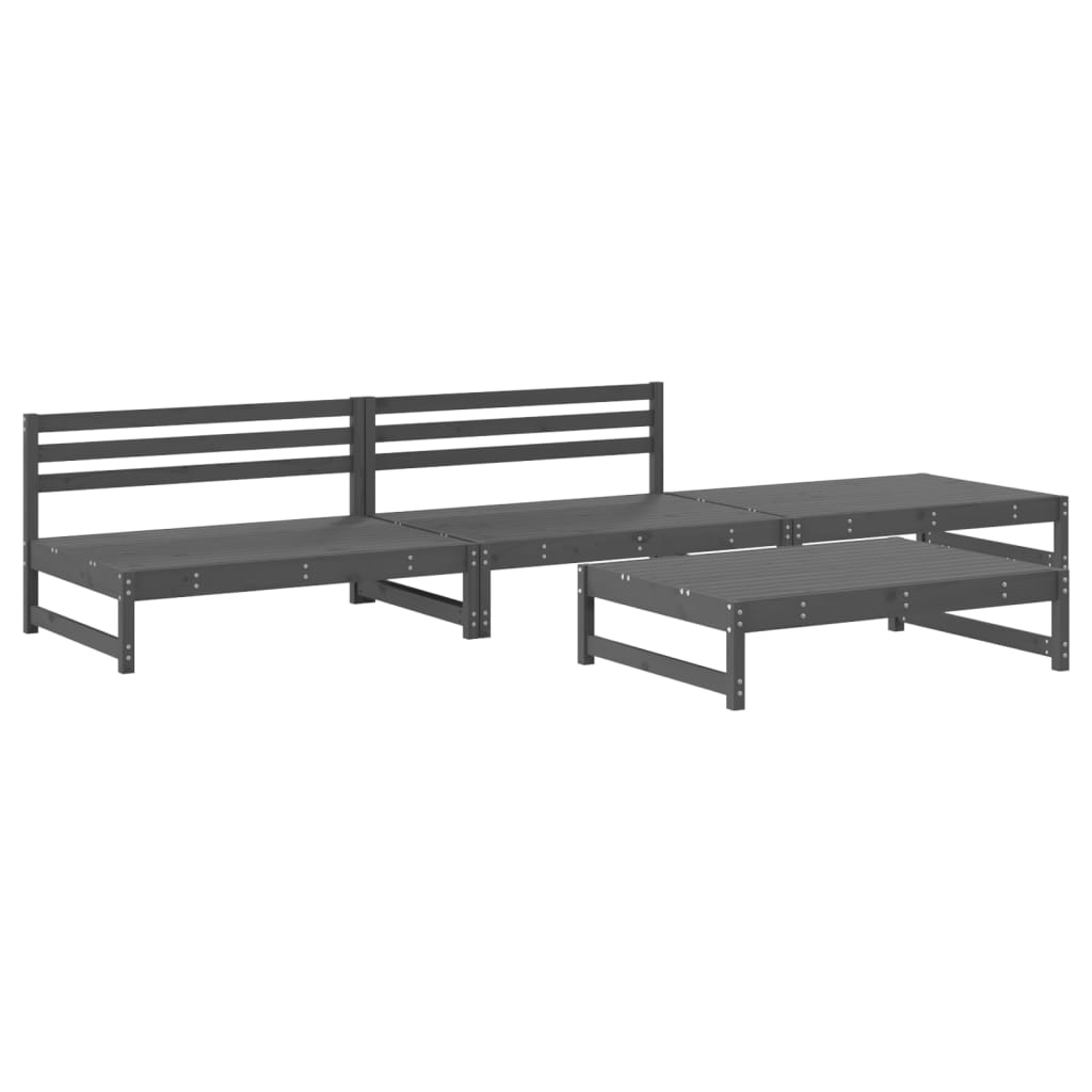 4-delige Loungeset massief grenenhout grijs is nu te koop bij PeponiXL, paradijselijk wonen!