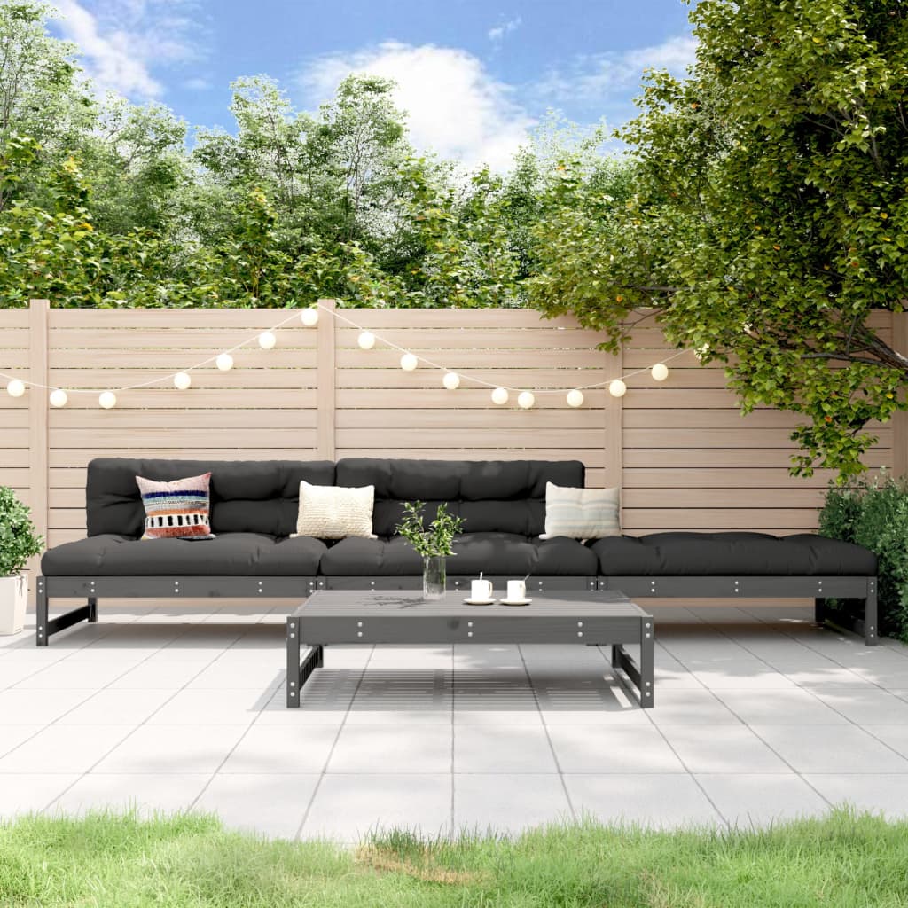 4-delige Loungeset massief grenenhout grijs is nu te koop bij PeponiXL, paradijselijk wonen!