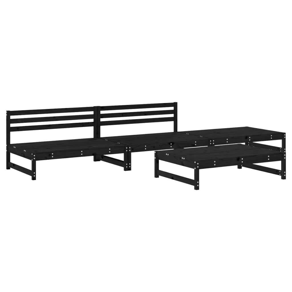 4-delige Loungeset massief grenenhout zwart is nu te koop bij PeponiXL, paradijselijk wonen!