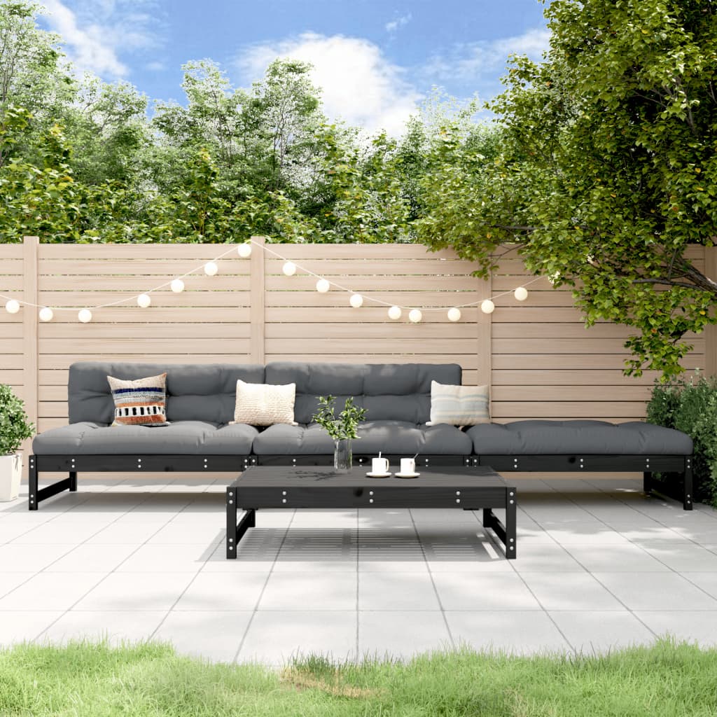 4-delige Loungeset massief grenenhout zwart is nu te koop bij PeponiXL, paradijselijk wonen!