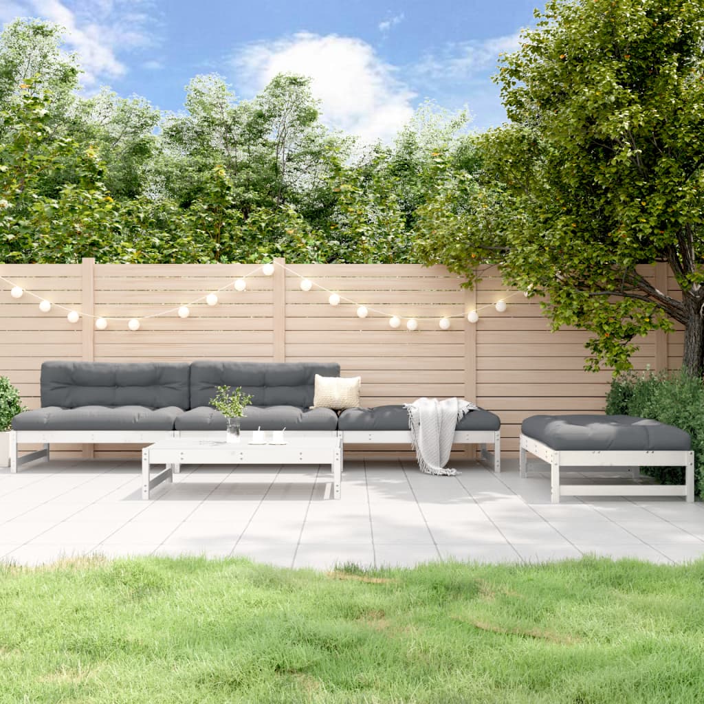 5-delige Loungeset massief grenenhout wit is nu te koop bij PeponiXL, paradijselijk wonen!