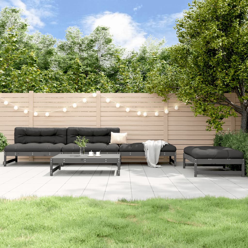 5-delige Loungeset massief grenenhout grijs is nu te koop bij PeponiXL, paradijselijk wonen!