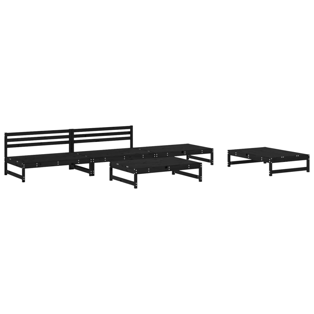 5-delige Loungeset massief grenenhout zwart is nu te koop bij PeponiXL, paradijselijk wonen!