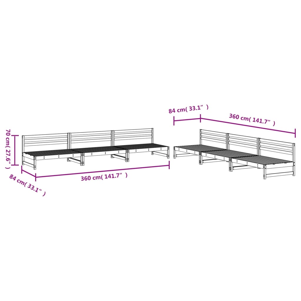 6-delige Loungeset massief grenenhout wit is nu te koop bij PeponiXL, paradijselijk wonen!