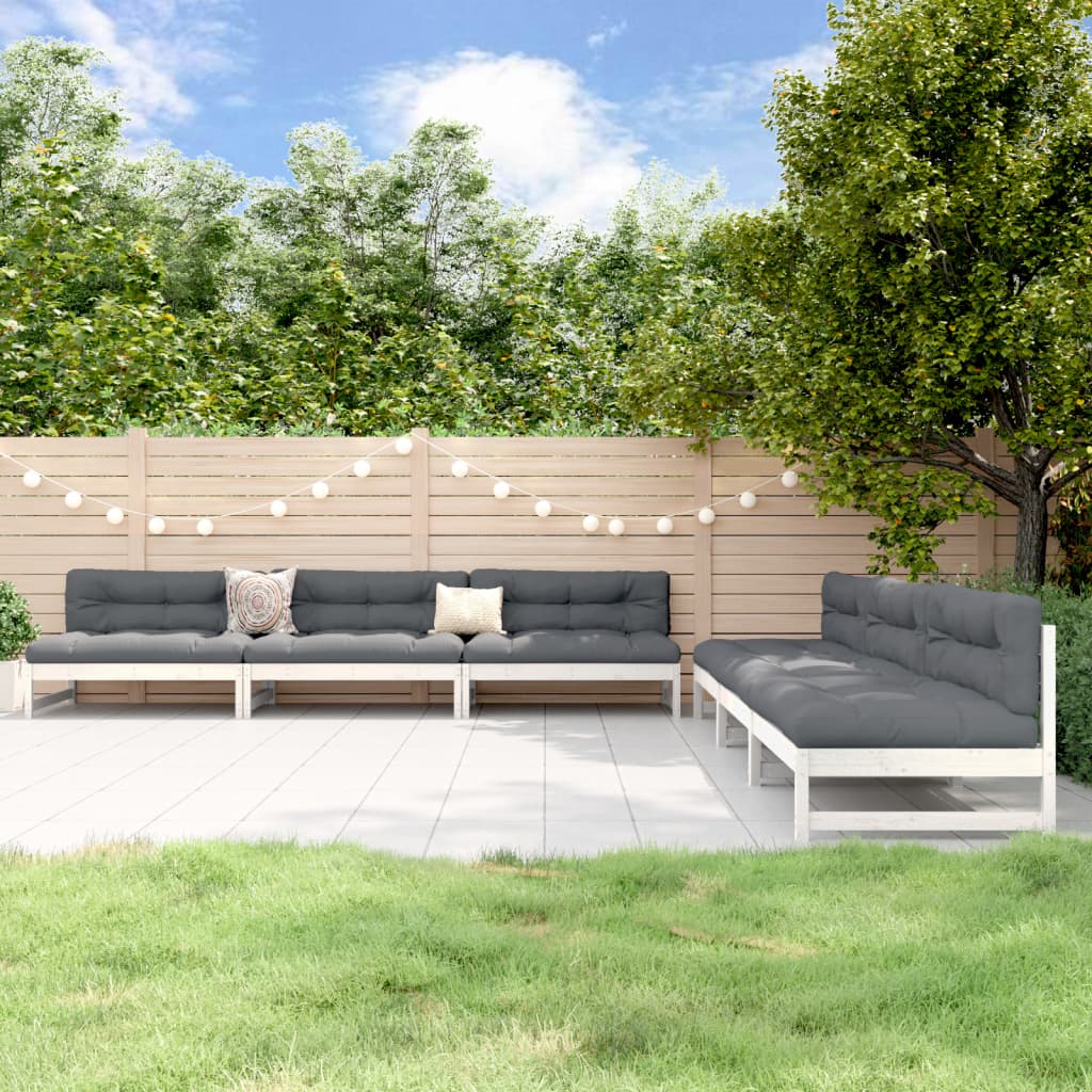 6-delige Loungeset massief grenenhout wit is nu te koop bij PeponiXL, paradijselijk wonen!
