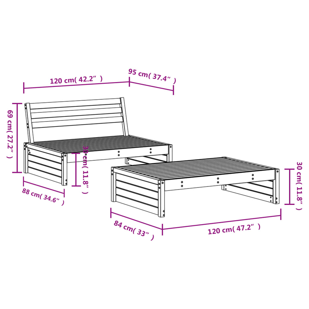 2-delige Loungeset massief douglashout is nu te koop bij PeponiXL, paradijselijk wonen!