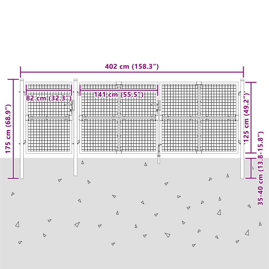 Tuinhek van gaas 400x125 cm gegalvaniseerd staal groen is nu te koop bij PeponiXL, paradijselijk wonen!