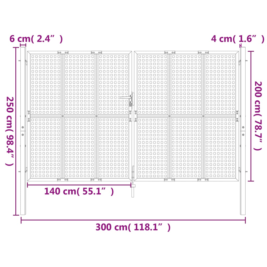 Tuinpoort Antraciet 300x200 cm Staal is nu te koop bij PeponiXL, paradijselijk wonen!