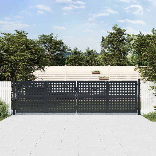 Tuinpoort Antraciet 400x125 cm Staal is nu te koop bij PeponiXL, paradijselijk wonen!
