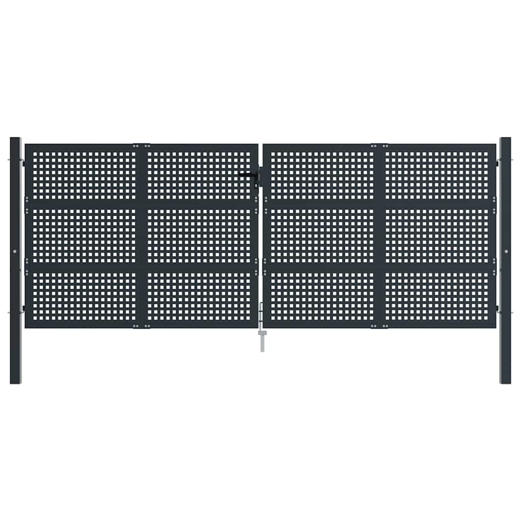 Tuinpoort Antraciet 400x125 cm Staal is nu te koop bij PeponiXL, paradijselijk wonen!