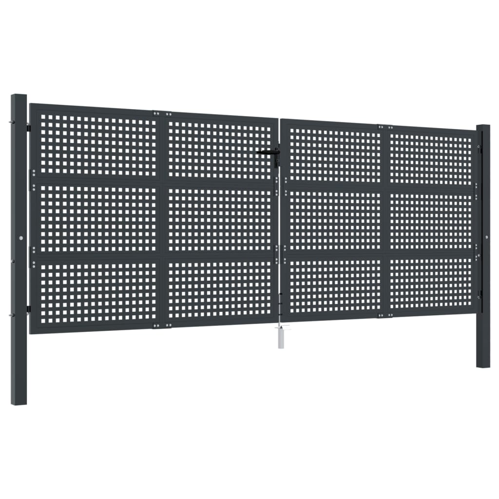 Tuinpoort Antraciet 400x150 cm Staal is nu te koop bij PeponiXL, paradijselijk wonen!