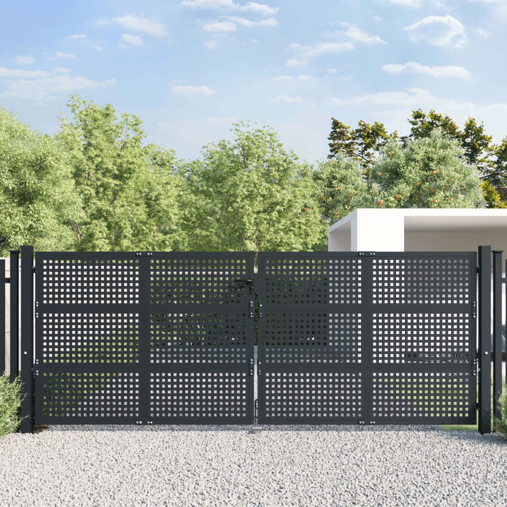 Tuinpoort Antraciet 400x150 cm Staal is nu te koop bij PeponiXL, paradijselijk wonen!