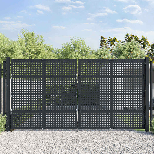 Tuinpoort Antraciet 400x175 cm Staal is nu te koop bij PeponiXL, paradijselijk wonen!