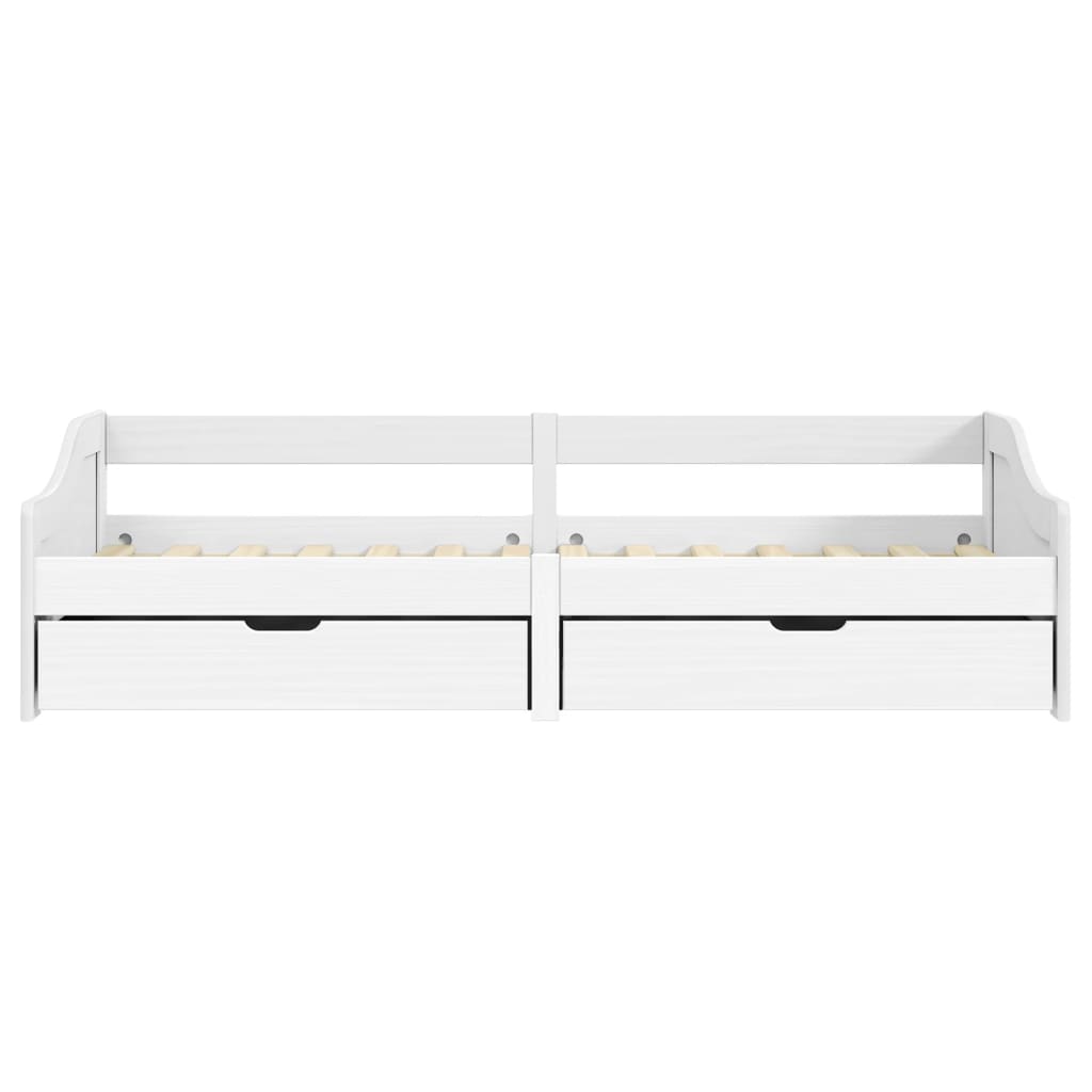 Slaapbank met 2 lades IRUN 90x200 cm massief grenenhout wit