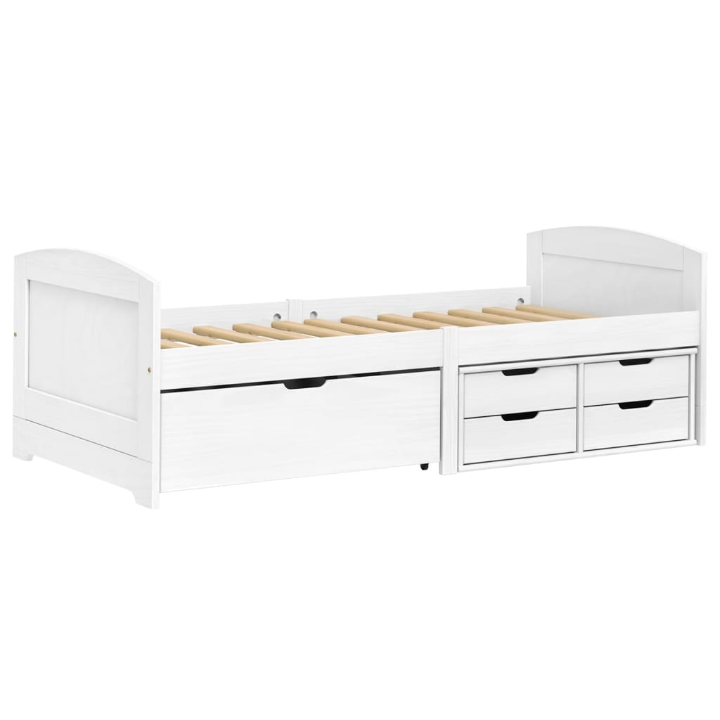 Slaapbank met 5 lades IRUN 90x200 cm massief grenenhout wit