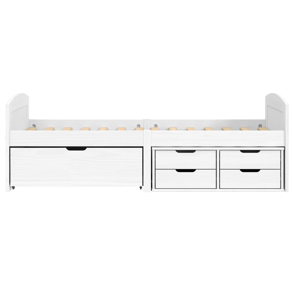 Slaapbank met 5 lades IRUN 90x200 cm massief grenenhout wit
