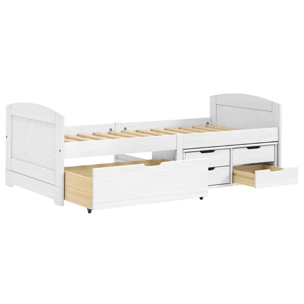 Slaapbank met 5 lades IRUN 90x200 cm massief grenenhout wit