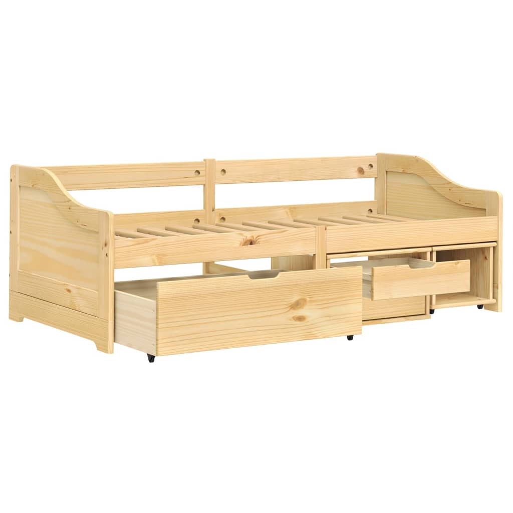Slaapbank met 3 lades IRUN 90x200 cm massief grenenhout is nu te koop bij PeponiXL, paradijselijk wonen!