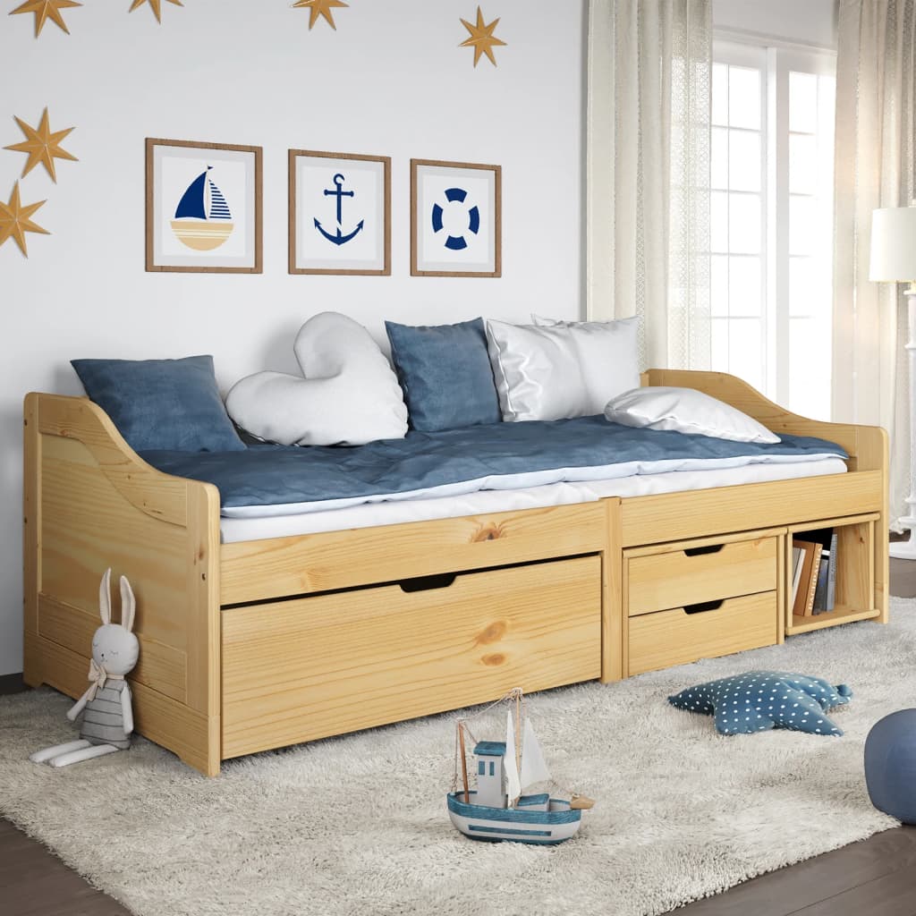 Slaapbank met 3 lades IRUN 90x200 cm massief grenenhout is nu te koop bij PeponiXL, paradijselijk wonen!