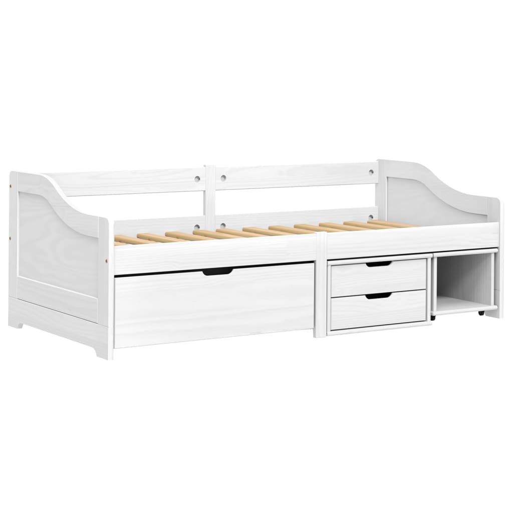 Slaapbank met 3 lades IRUN 90x200 cm massief grenenhout wit