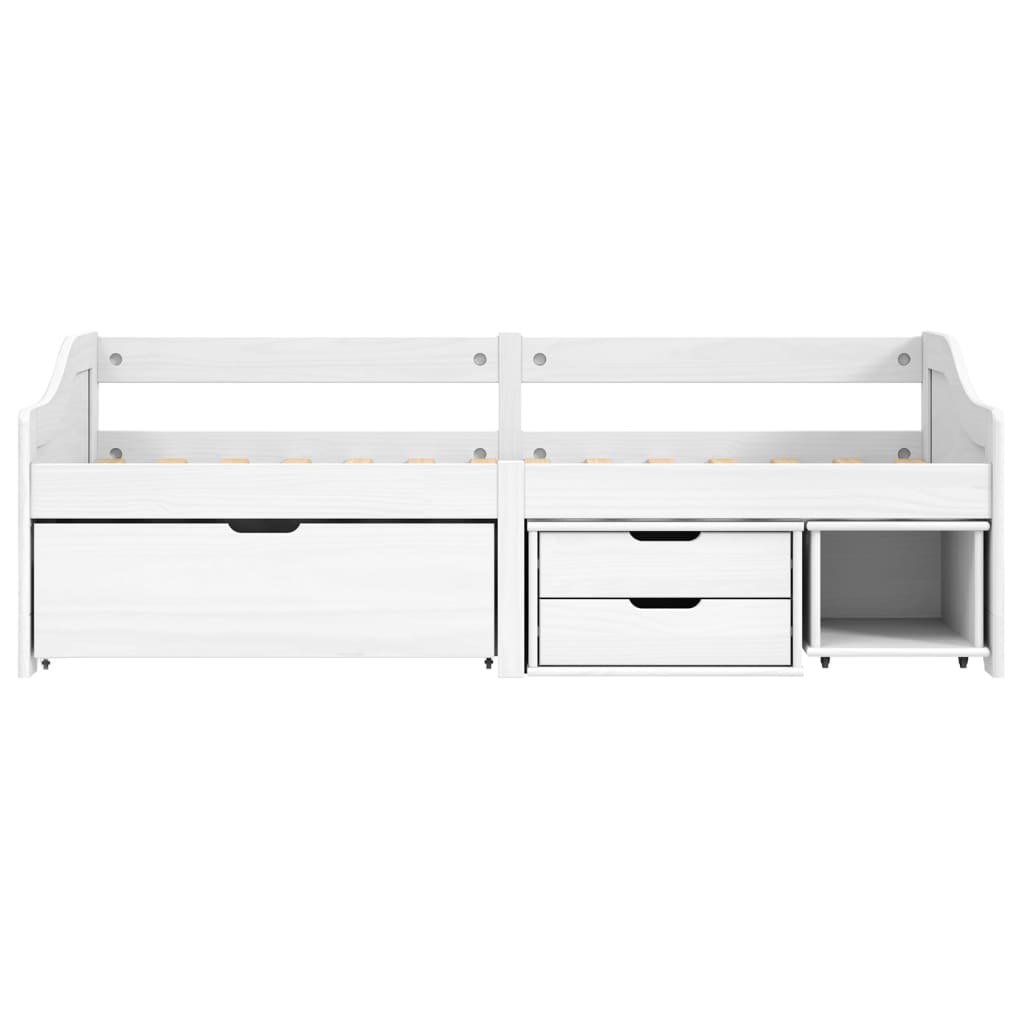 Slaapbank met 3 lades IRUN 90x200 cm massief grenenhout wit