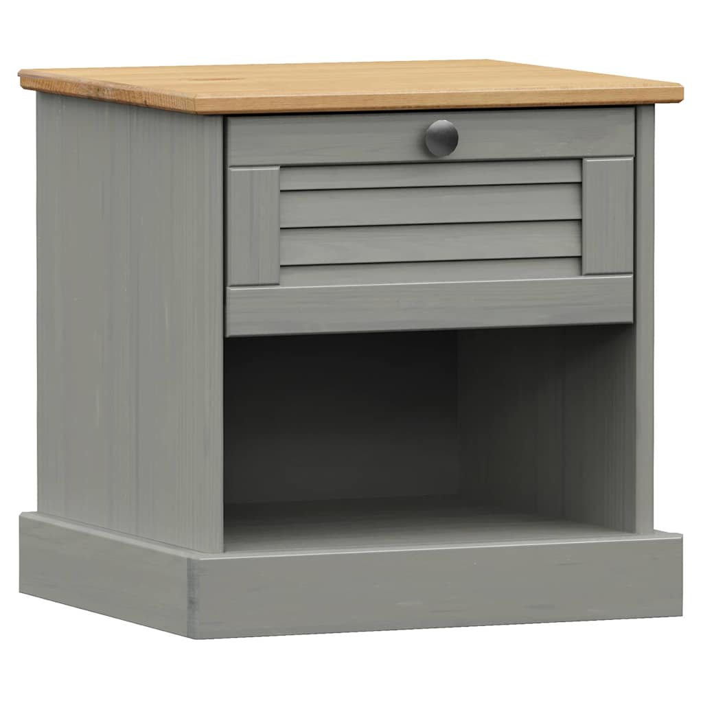 Nachtkastje VIGO 42x35x42 cm massief grenenhout grijs is nu te koop bij PeponiXL, paradijselijk wonen!