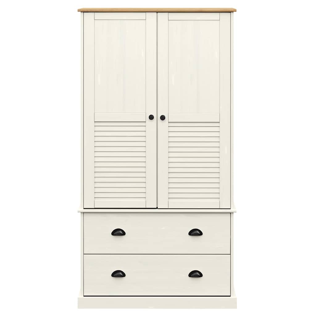 Kledingkast VIGO 90x55x170 cm massief grenenhout wit is nu te koop bij PeponiXL, paradijselijk wonen!