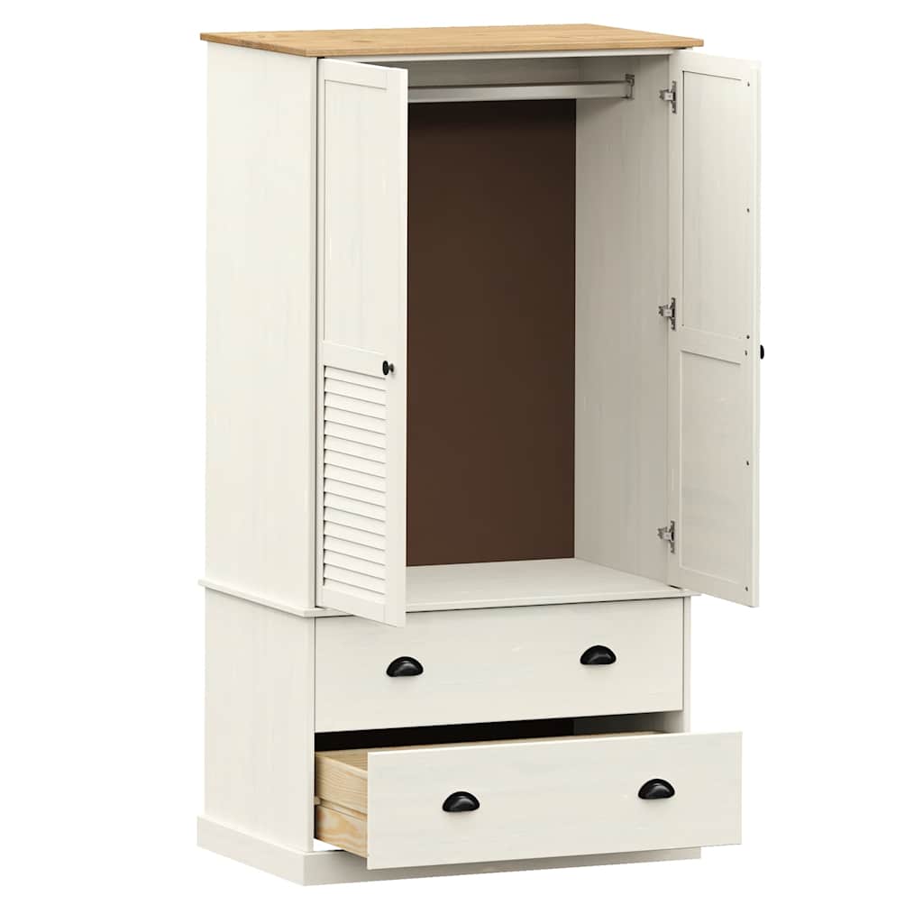 Kledingkast VIGO 90x55x170 cm massief grenenhout wit is nu te koop bij PeponiXL, paradijselijk wonen!