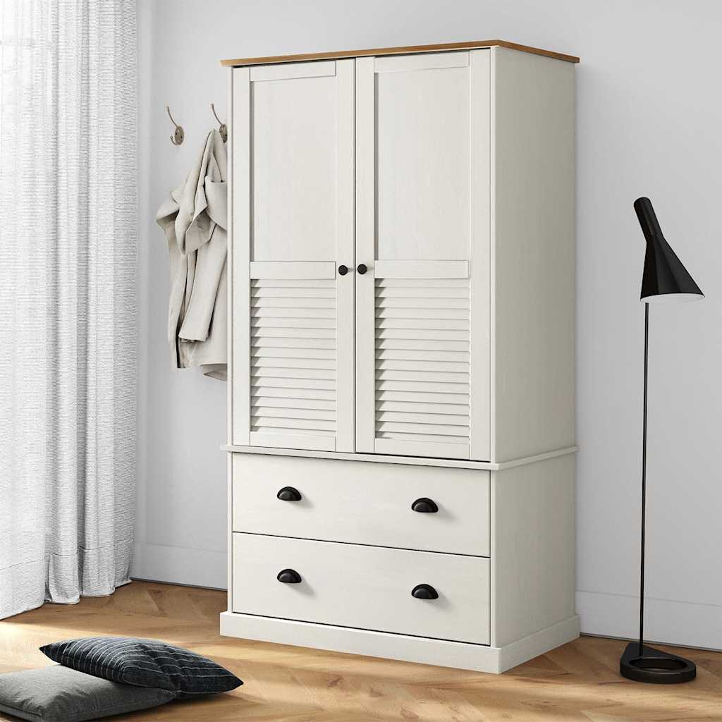 Kledingkast VIGO 90x55x170 cm massief grenenhout wit is nu te koop bij PeponiXL, paradijselijk wonen!
