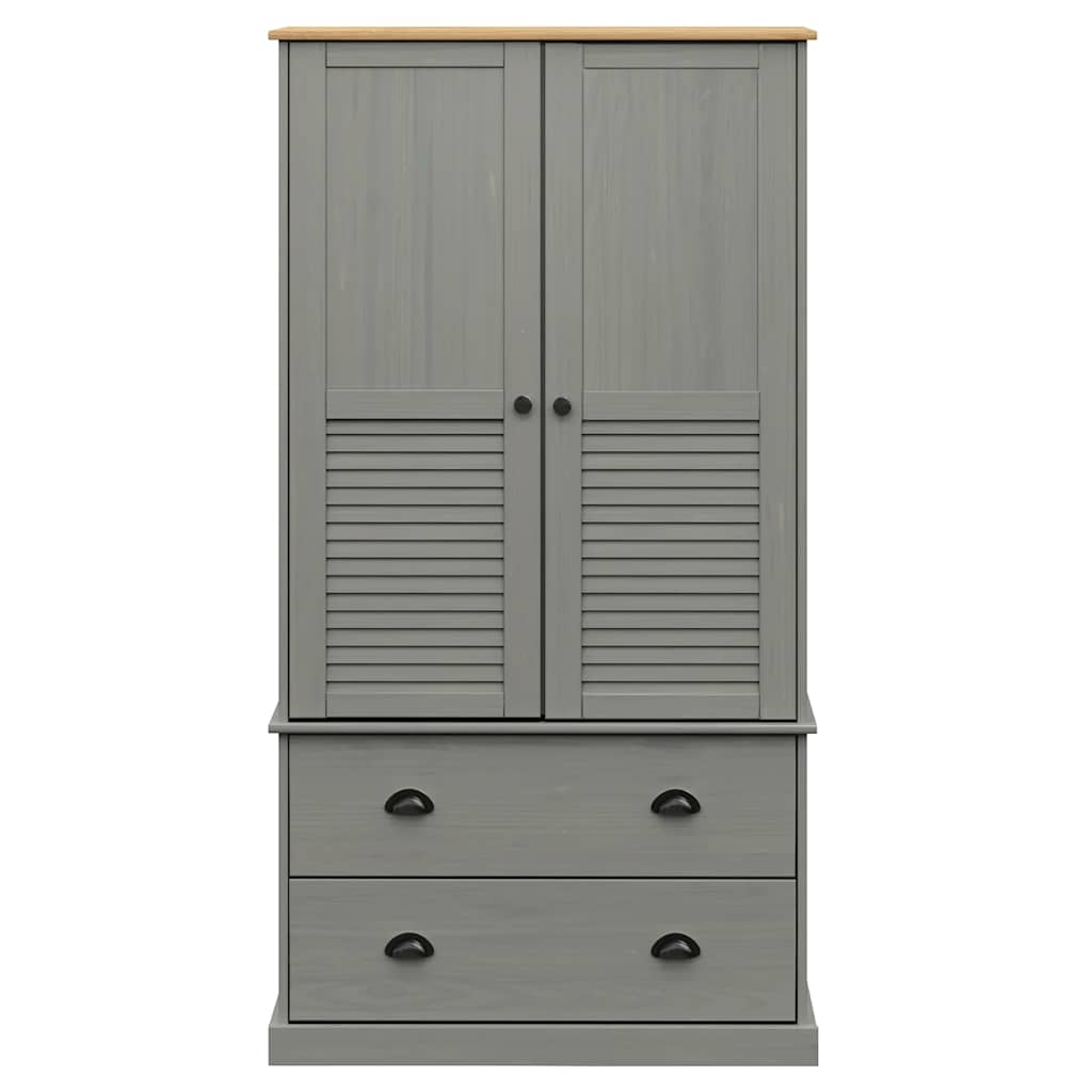 Kledingkast VIGO 90x55x170 cm massief grenenhout grijs is nu te koop bij PeponiXL, paradijselijk wonen!