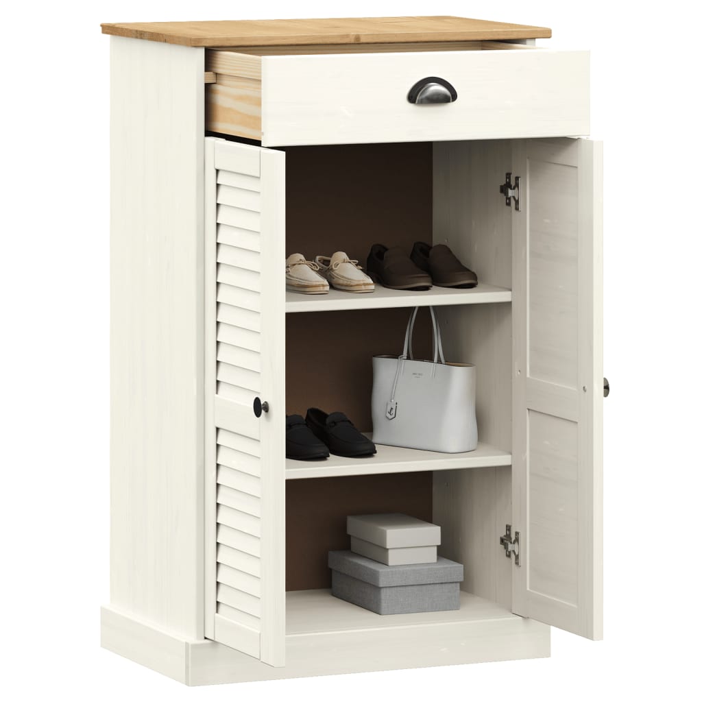 Schoenenkast VIGO 60x35x96 cm massief grenenhout wit is nu te koop bij PeponiXL, paradijselijk wonen!