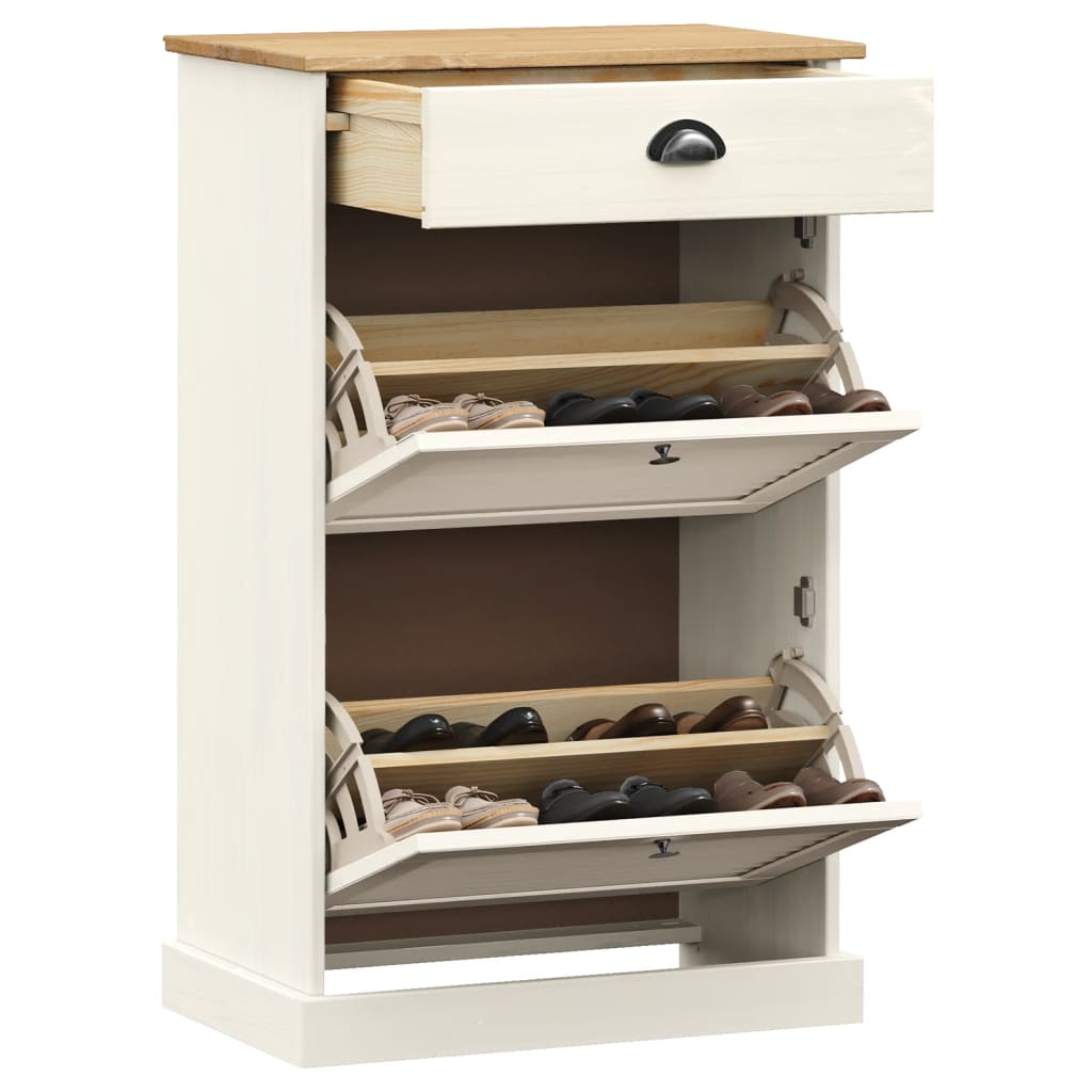 Schoenenkast VIGO 60x35x96 cm massief grenenhout wit is nu te koop bij PeponiXL, paradijselijk wonen!