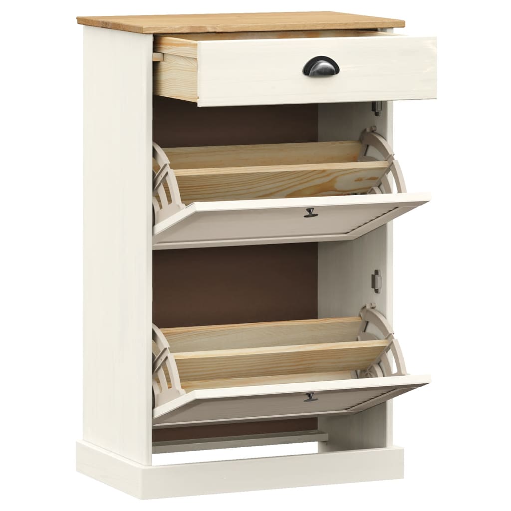 Schoenenkast VIGO 60x35x96 cm massief grenenhout wit is nu te koop bij PeponiXL, paradijselijk wonen!