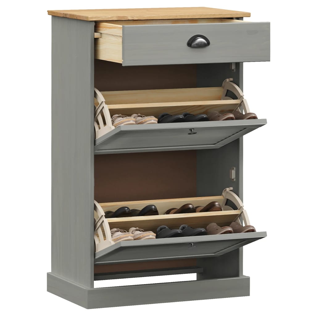 Schoenenkast VIGO 60x35x96 cm massief grenenhout grijs is nu te koop bij PeponiXL, paradijselijk wonen!
