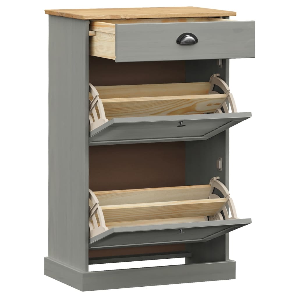 Schoenenkast VIGO 60x35x96 cm massief grenenhout grijs is nu te koop bij PeponiXL, paradijselijk wonen!
