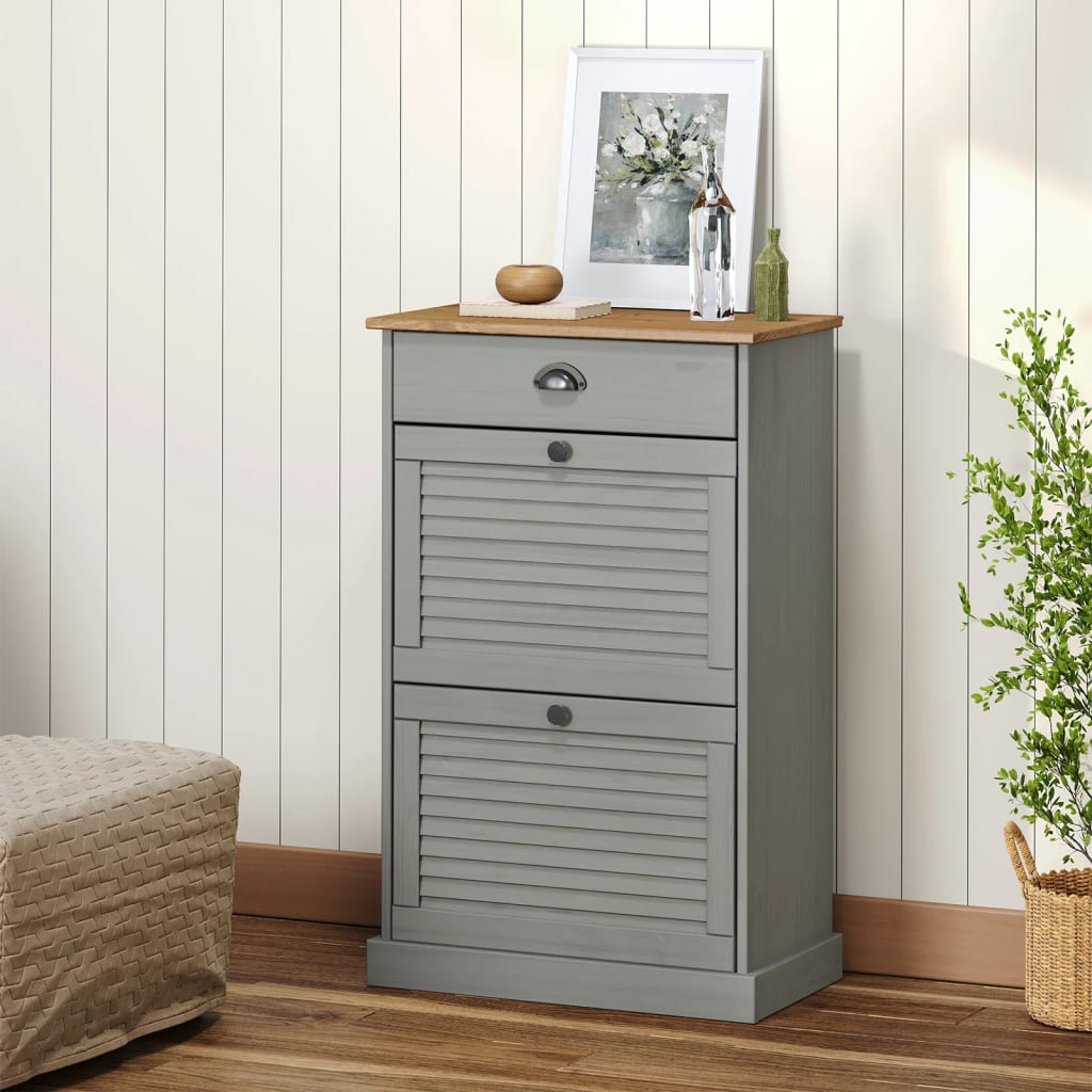 Schoenenkast VIGO 60x35x96 cm massief grenenhout grijs is nu te koop bij PeponiXL, paradijselijk wonen!