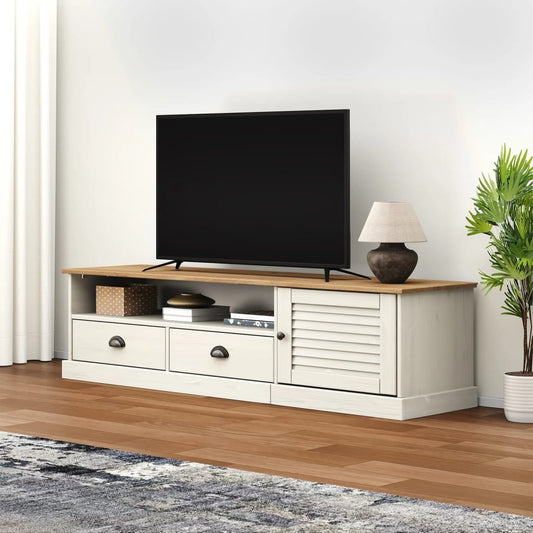 Tv-meubel VIGO 156x40x40 cm massief grenenhout wit is nu te koop bij PeponiXL, paradijselijk wonen!