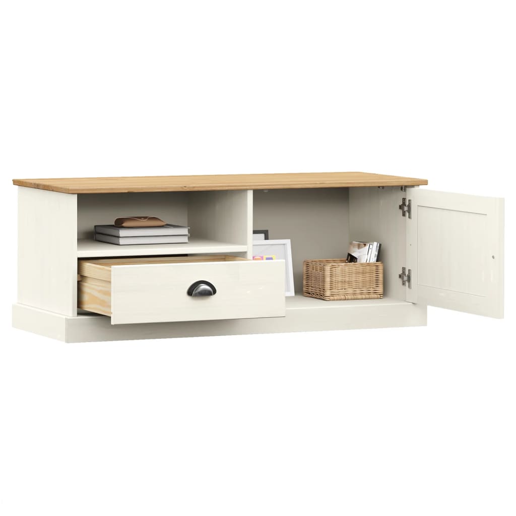 Tv-meubel VIGO 106x40x40 cm massief grenenhout wit is nu te koop bij PeponiXL, paradijselijk wonen!