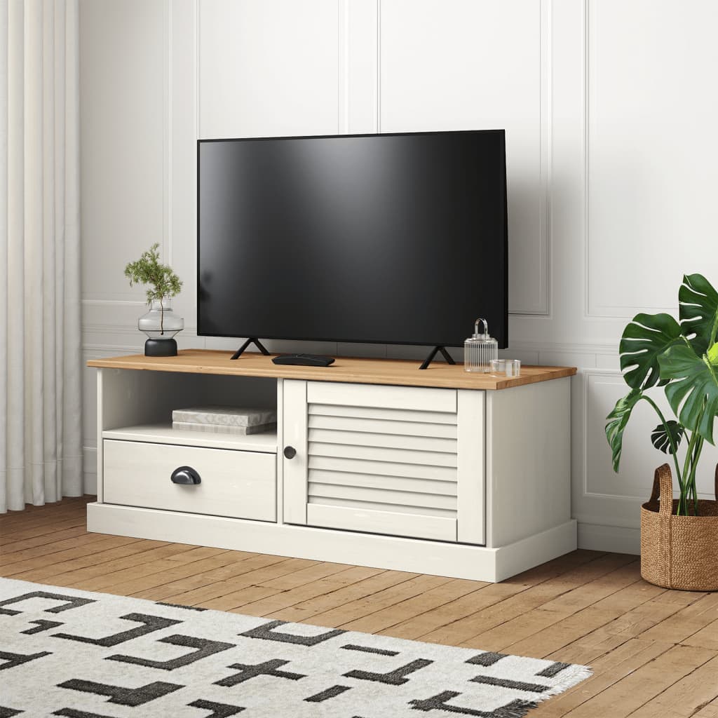 Tv-meubel VIGO 106x40x40 cm massief grenenhout wit is nu te koop bij PeponiXL, paradijselijk wonen!