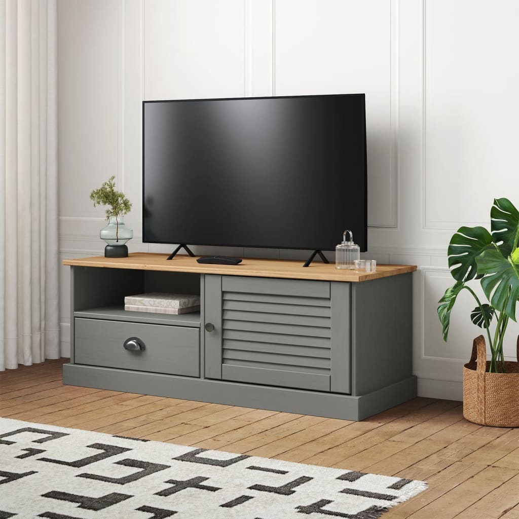 Tv-meubel VIGO 106x40x40 cm massief grenenhout grijs is nu te koop bij PeponiXL, paradijselijk wonen!