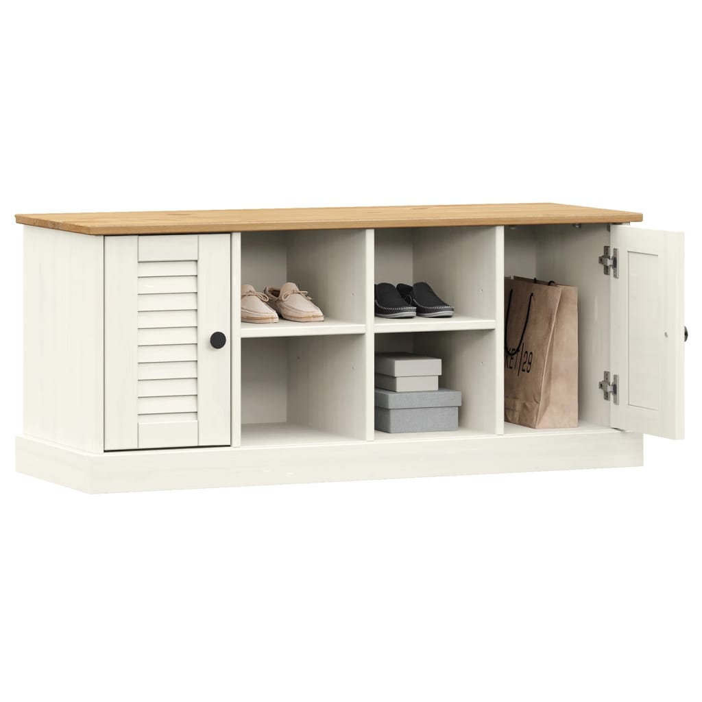 Schoenenbank VIGO 106x35x40 cm massief grenenhout wit is nu te koop bij PeponiXL, paradijselijk wonen!