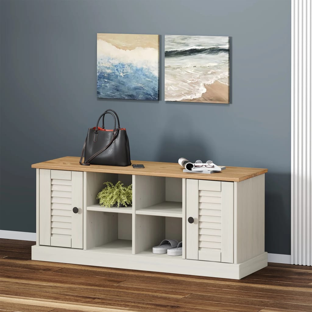 Schoenenbank VIGO 106x35x40 cm massief grenenhout wit is nu te koop bij PeponiXL, paradijselijk wonen!