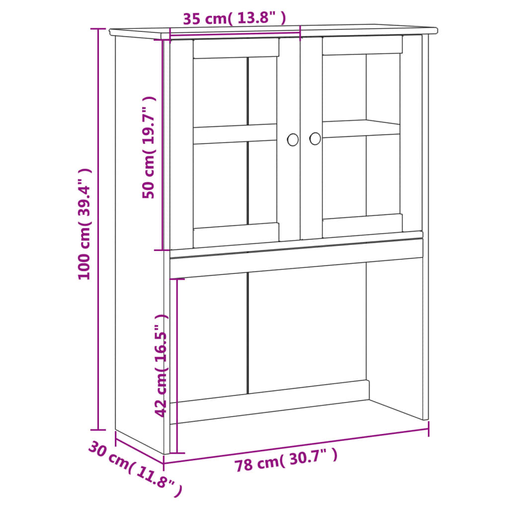 Opzetkast VIGO 78x30x100 cm massief grenenhout wit is nu te koop bij PeponiXL, paradijselijk wonen!