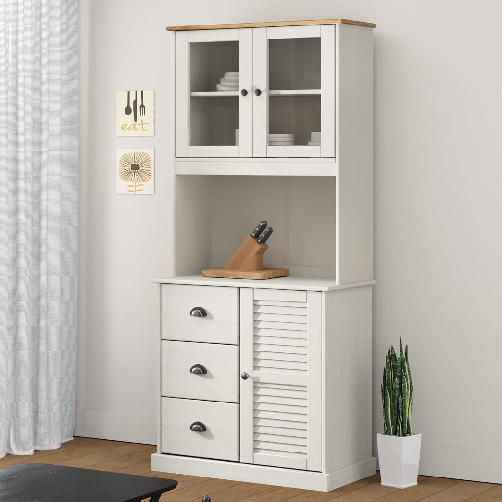 Opzetkast VIGO 78x30x100 cm massief grenenhout wit is nu te koop bij PeponiXL, paradijselijk wonen!