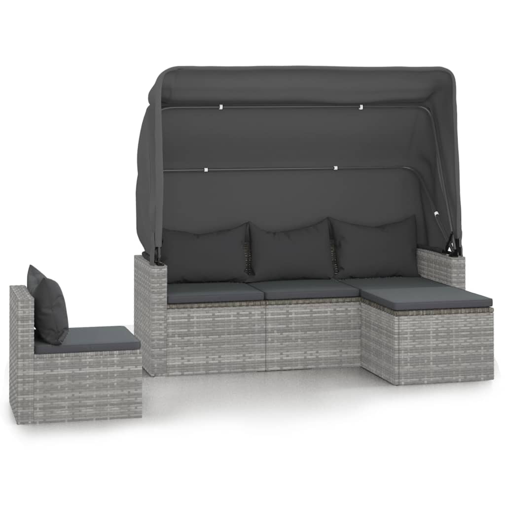 4-delige Loungeset met kussens poly rattan grijs is nu te koop bij PeponiXL, paradijselijk wonen!