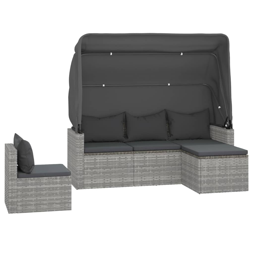 4-delige Loungeset met kussens poly rattan grijs is nu te koop bij PeponiXL, paradijselijk wonen!