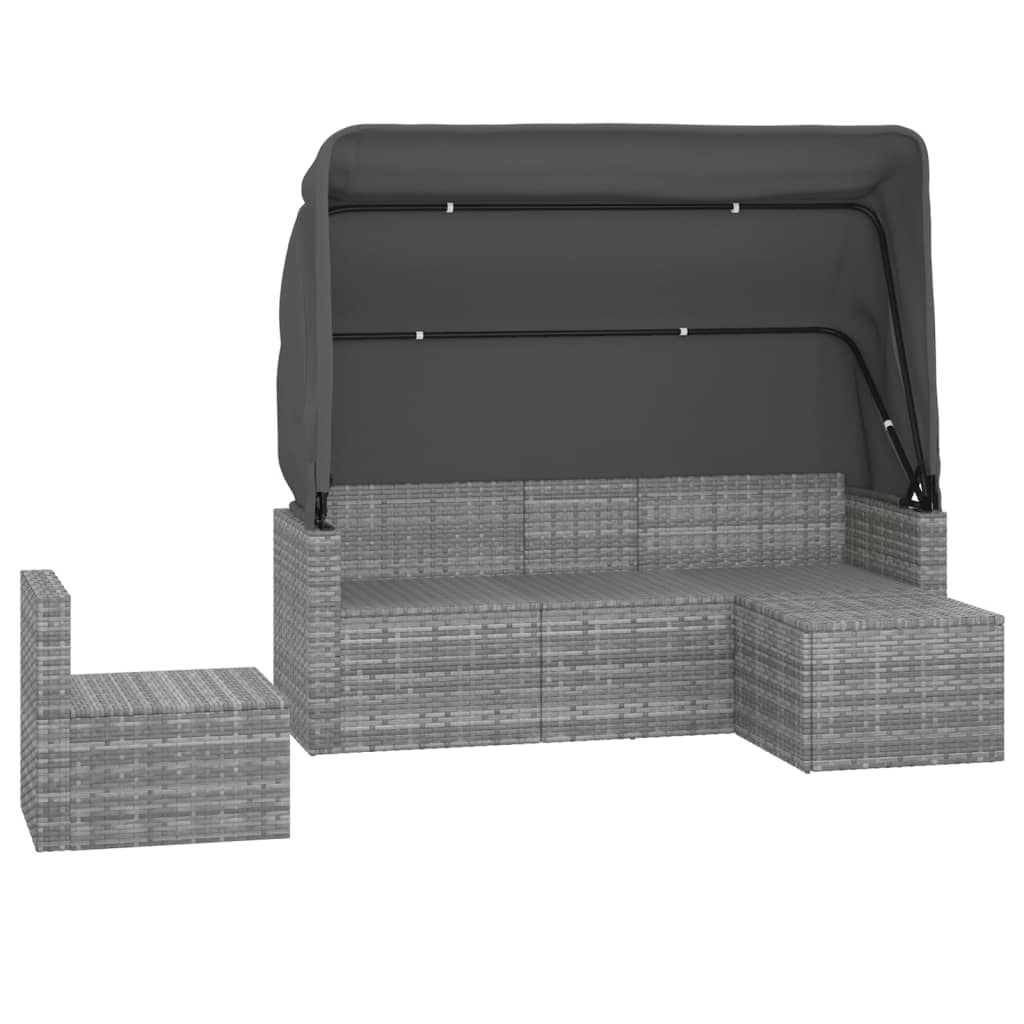 4-delige Loungeset met kussens poly rattan grijs is nu te koop bij PeponiXL, paradijselijk wonen!